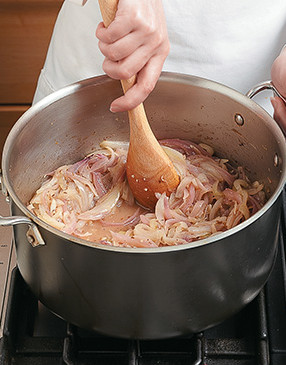 Cooking the onions uncovered keeps them from becoming too sweet and caramelized.