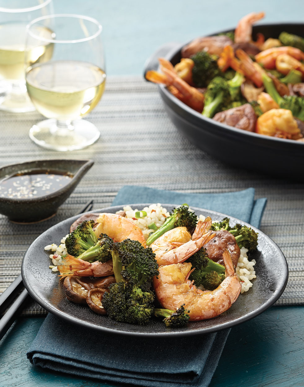 Roasted Shrimp with broccoli & shiitake mushrooms