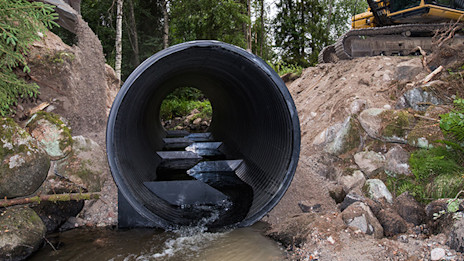 Erikoisvalmisteinen tierumpu ratkaisuna taimenten vaellukseen