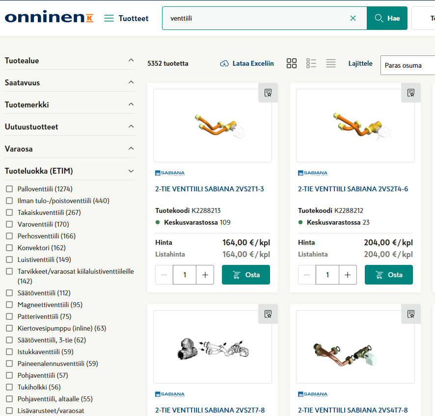 Kuvabanneri - Uutta verkkokaupassa -sivulle - ETIM-suodattimet