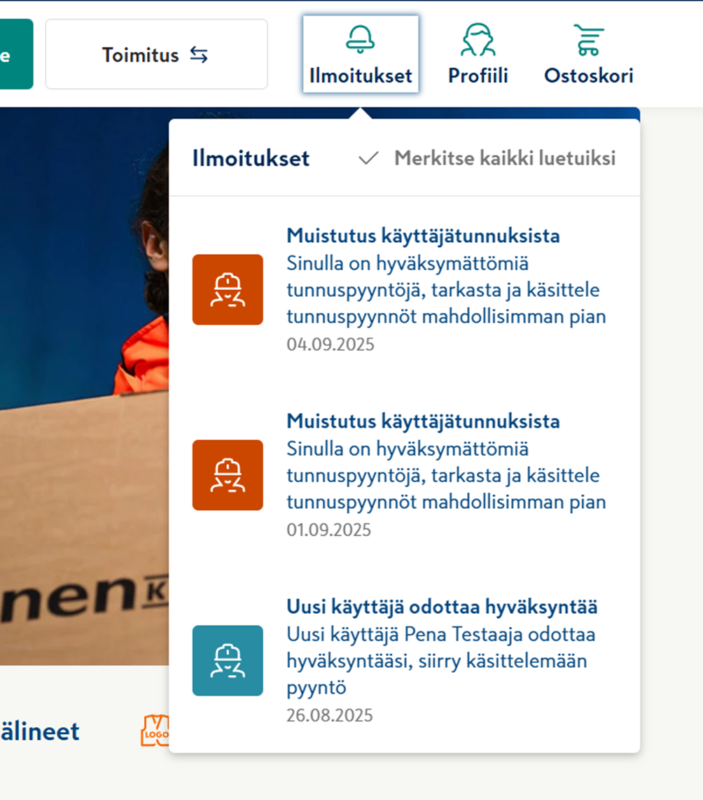 Kuvabanneri - Uutta verkkokaupassa -sivulle - Notifikaatiot