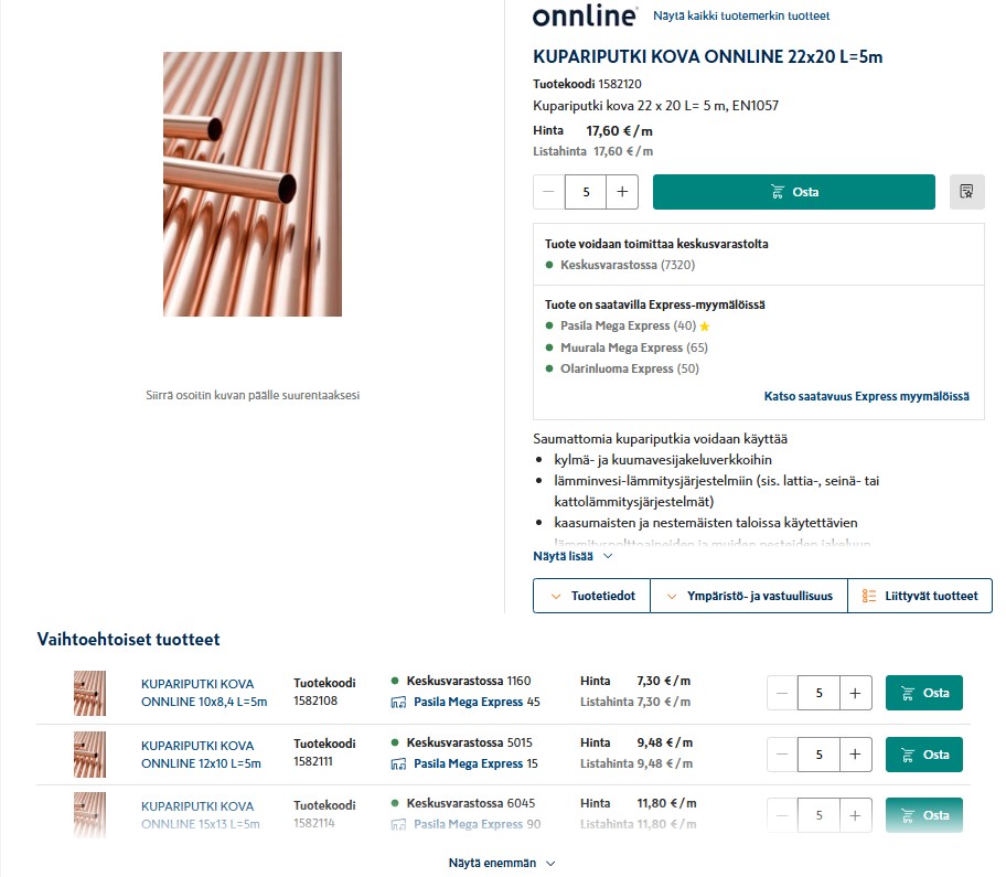 Kuvabanneri - Uutta verkkokaupassa -sivulle - tuotevariantit