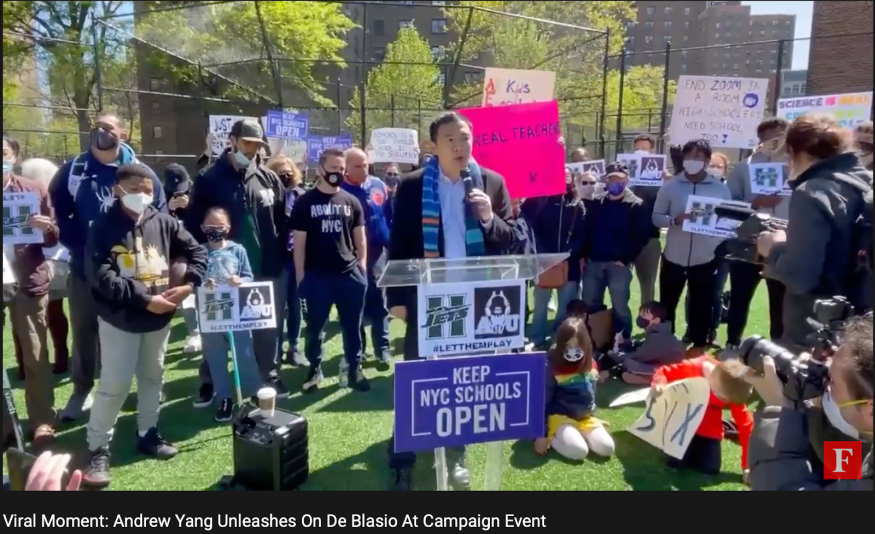Andrew Yang Unleashes on De Blasio at Campaign Event 