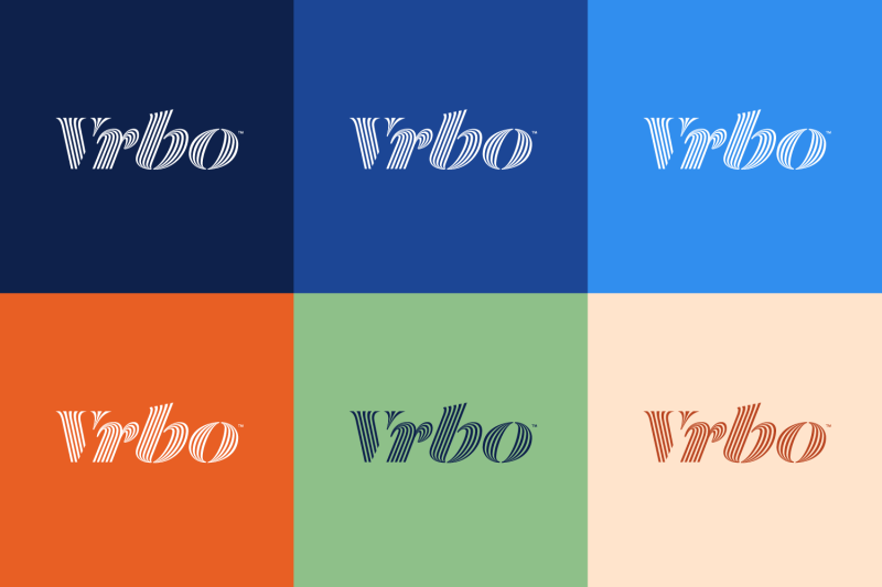 This shows the new Vrbo logo in alternative color treatments.