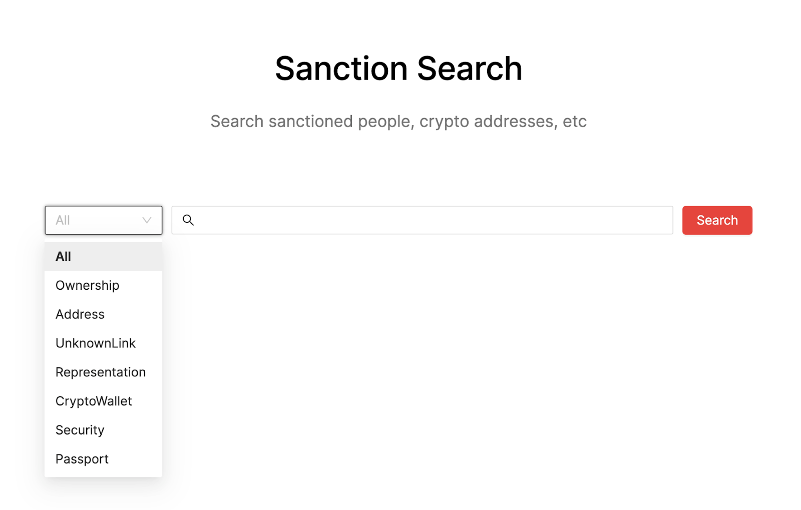 SkyInsights Sanction Search Web Interface