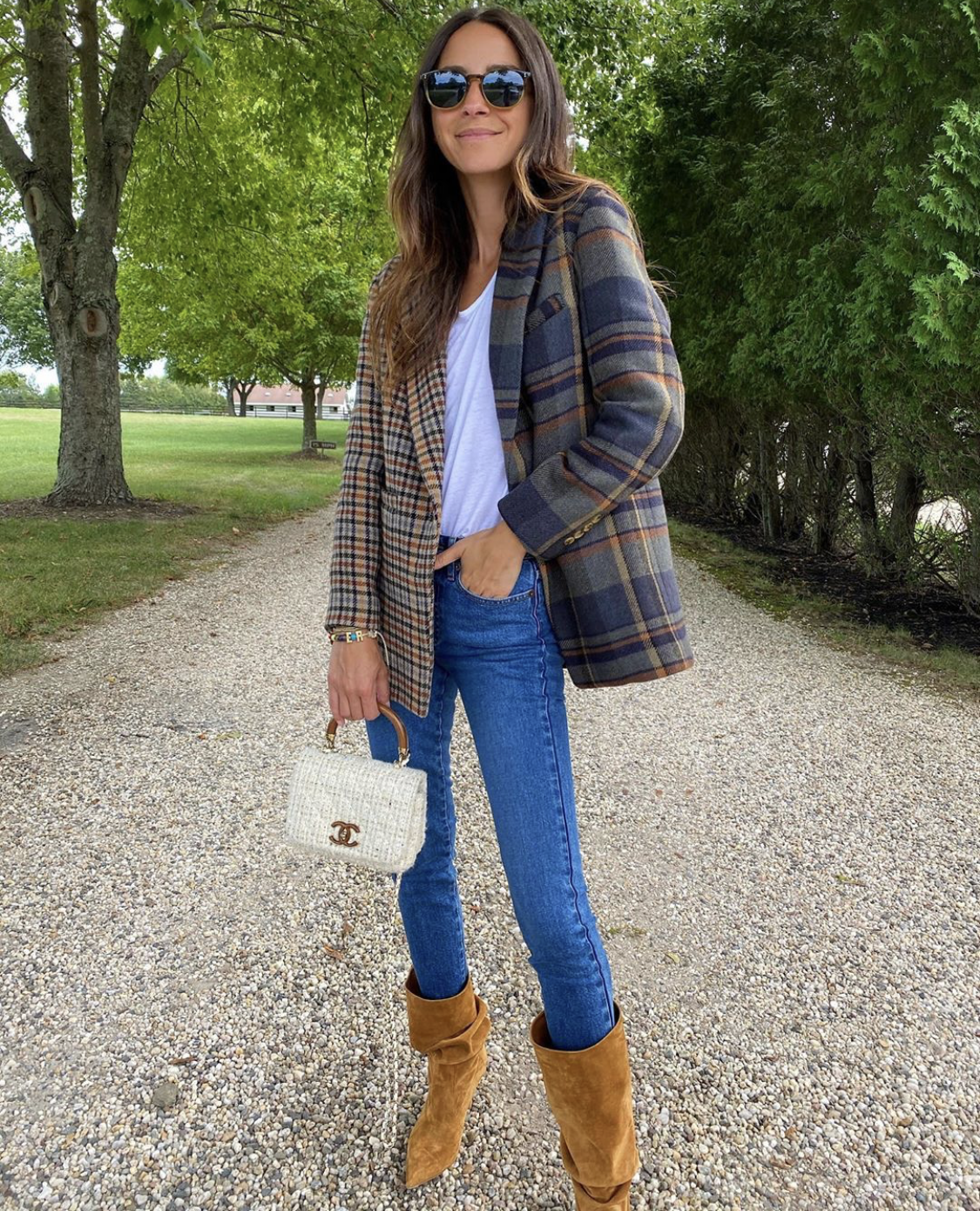arielle wearing brooklyn contrast blazer