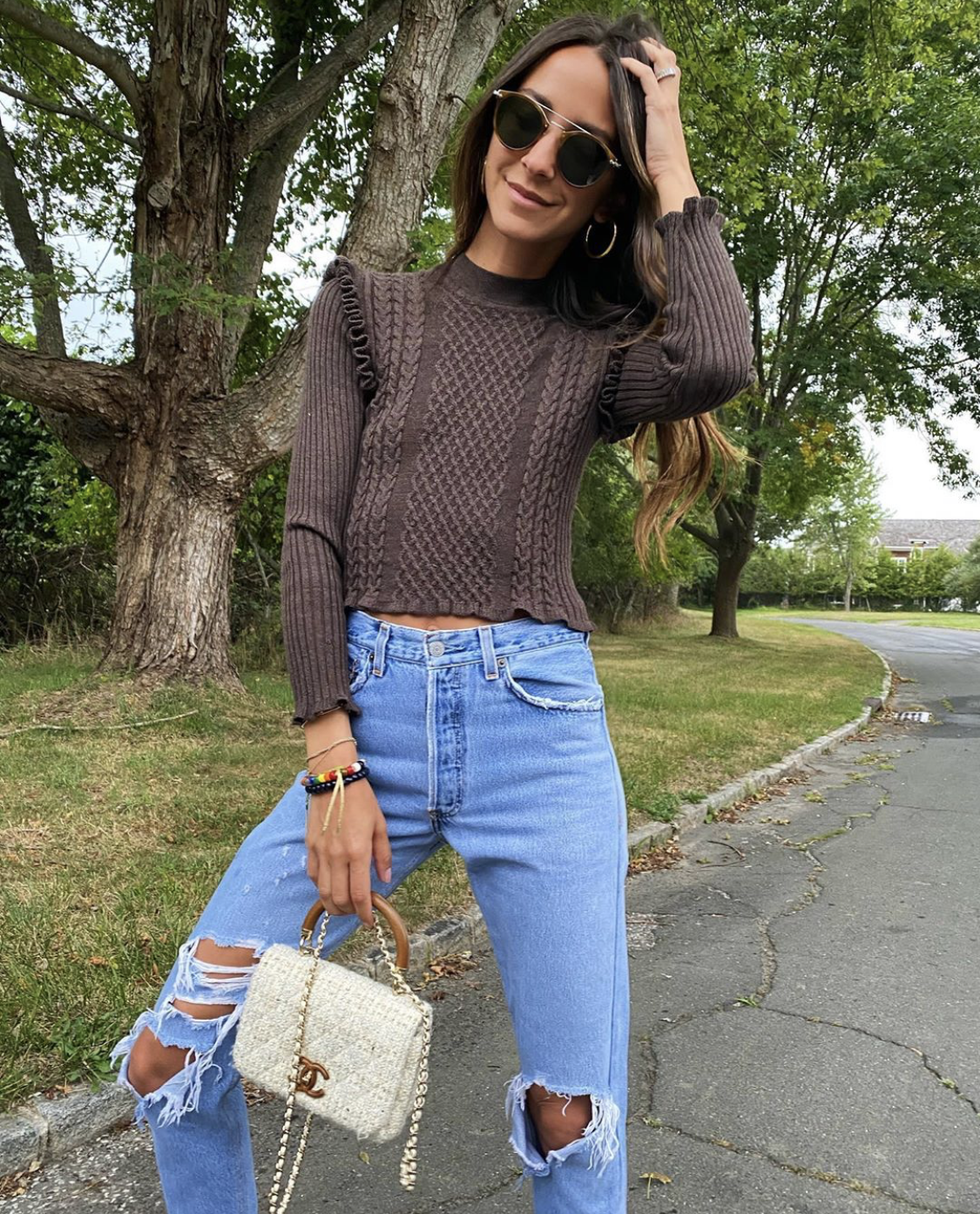 arielle wearing sara top