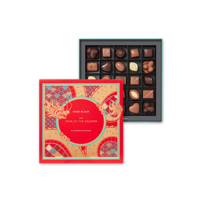 25 Piece Chocolatier’s Gift Box with Year of the Dragon Design - $70.9