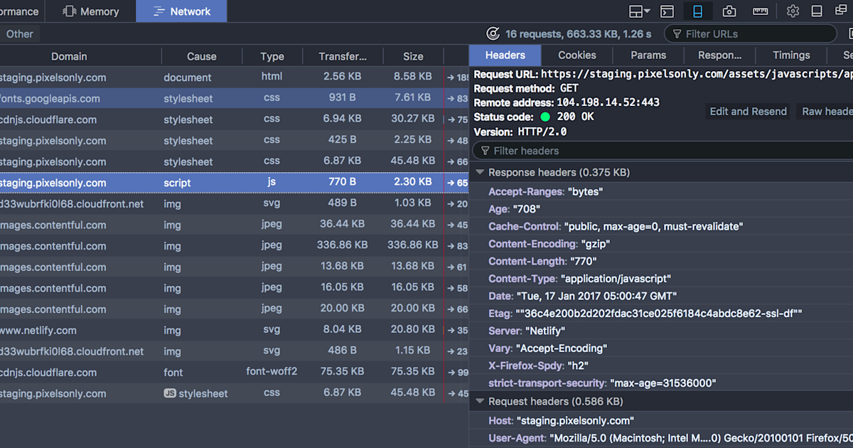 web browser developer tools showing network requests