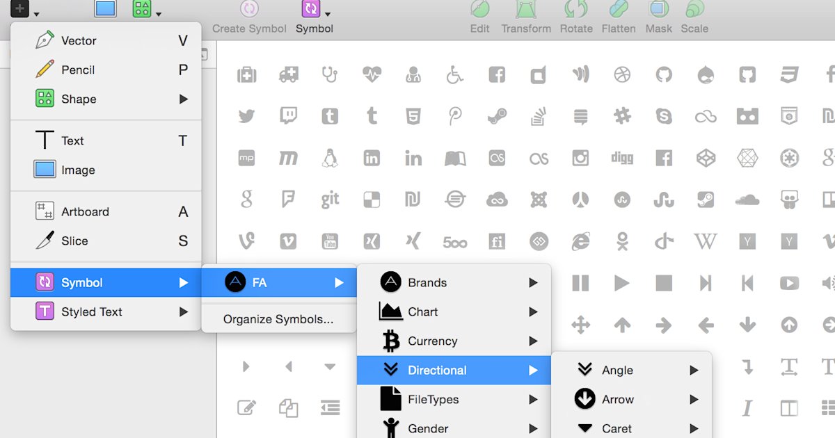 FontAwesome Symbols for Sketch
