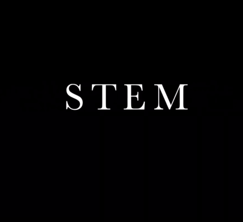 黑色背景呈現 STEM 字樣
