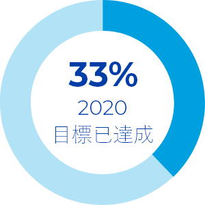 2020 目標已達成 33%
