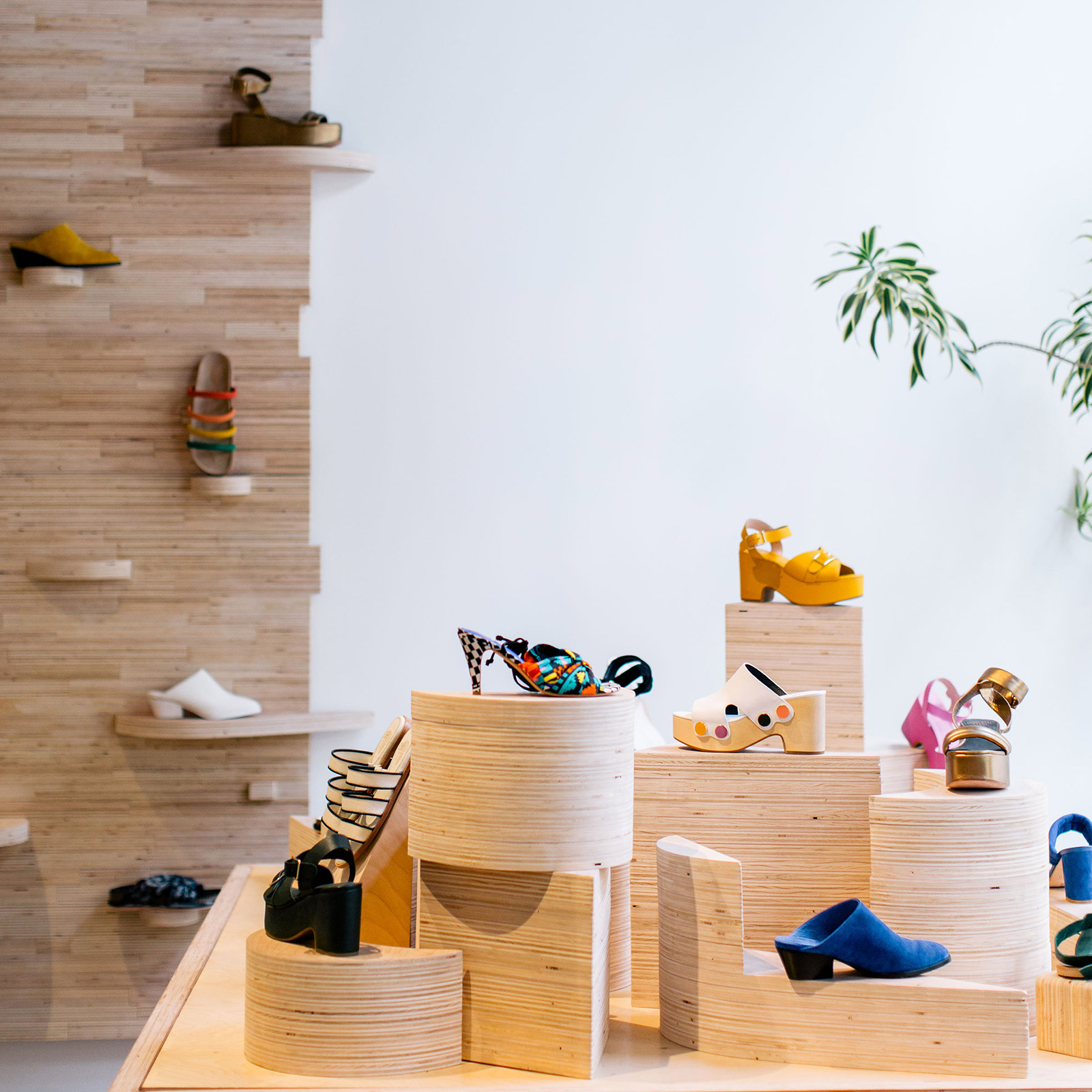 shoes on wooden blocks