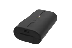 Image of a camera battery on a solid white background