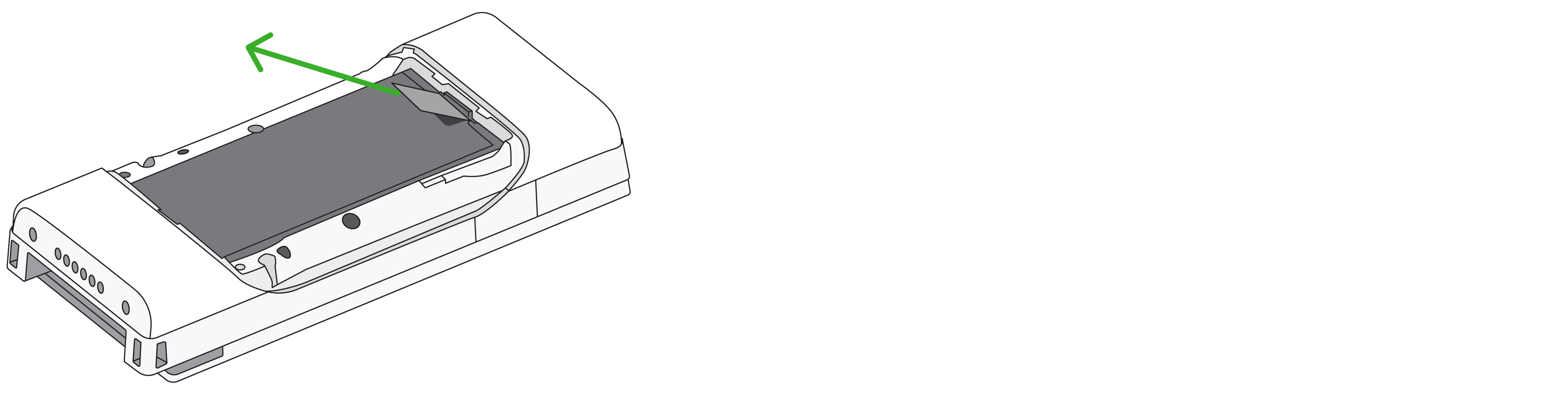 Image displaying pulling off the tab downward to release the battery.