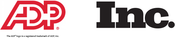 ADP and Inc. logo placed next to each other. Under the ADP logo reads: "The ADP logo is a registered trademark of ADP, Inc."