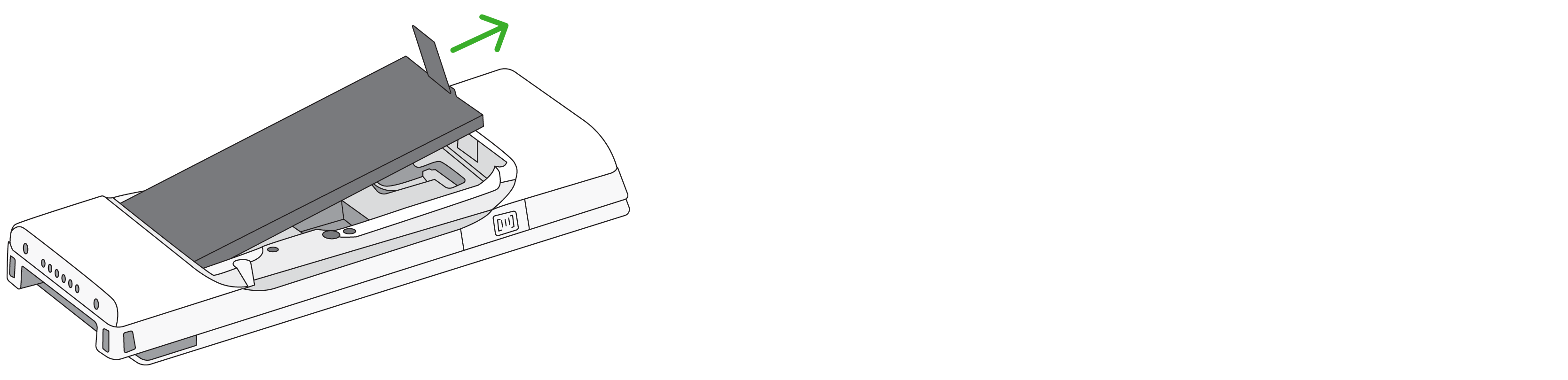 Image displaying pulling off the tab upward to release the battery.