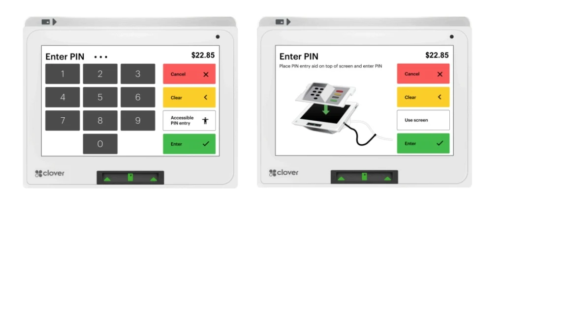 Image displaying Clover Mini 3 device with Enter Pin screen.
