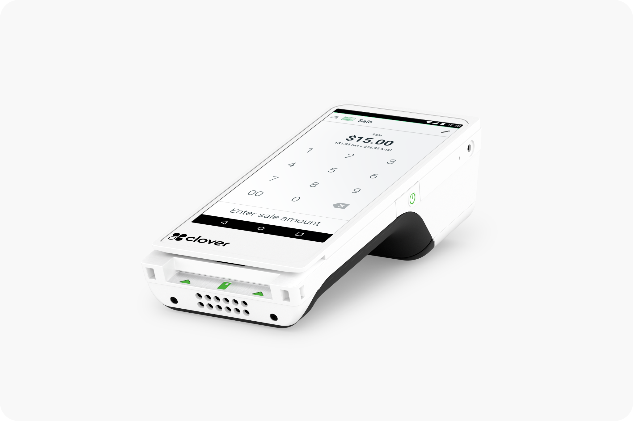 Clover Flex device with a sale screen present on the device screen.