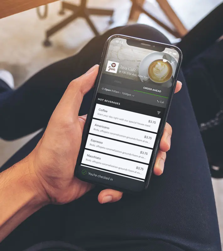 Zoomed in shot of phone with menu pulled up
