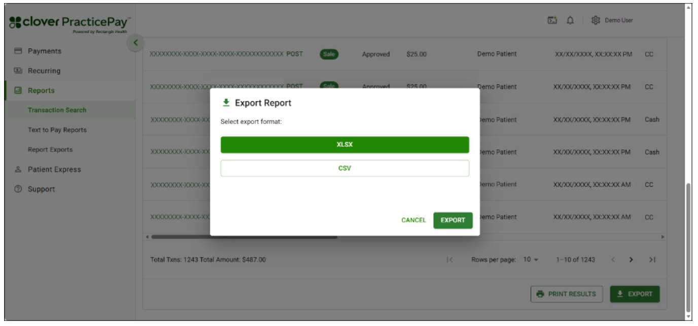 Export report using xlsv or csv.
