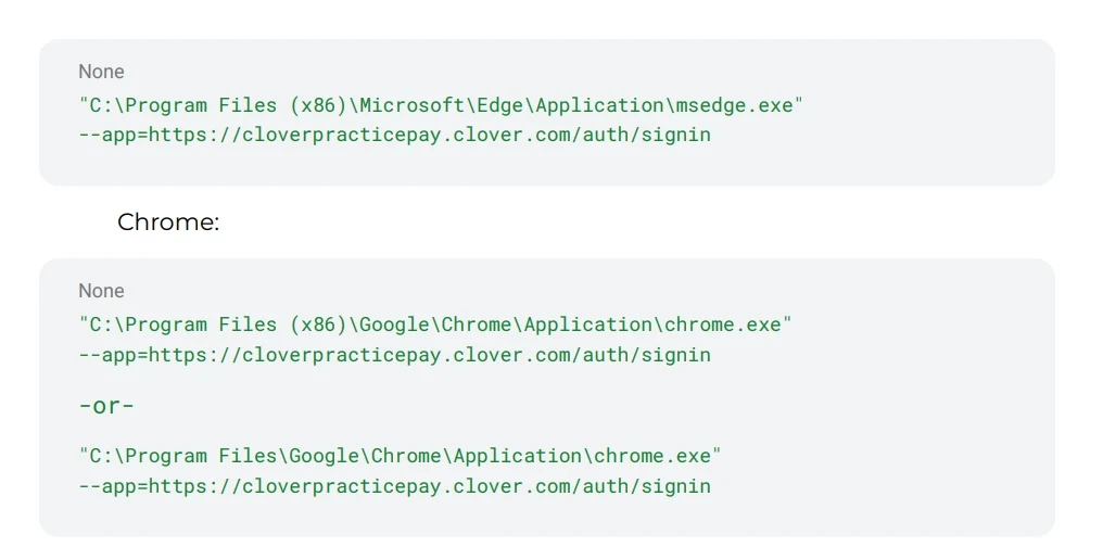 Create Shortcut window, paste the shortcut path that is relevant for your browser.
