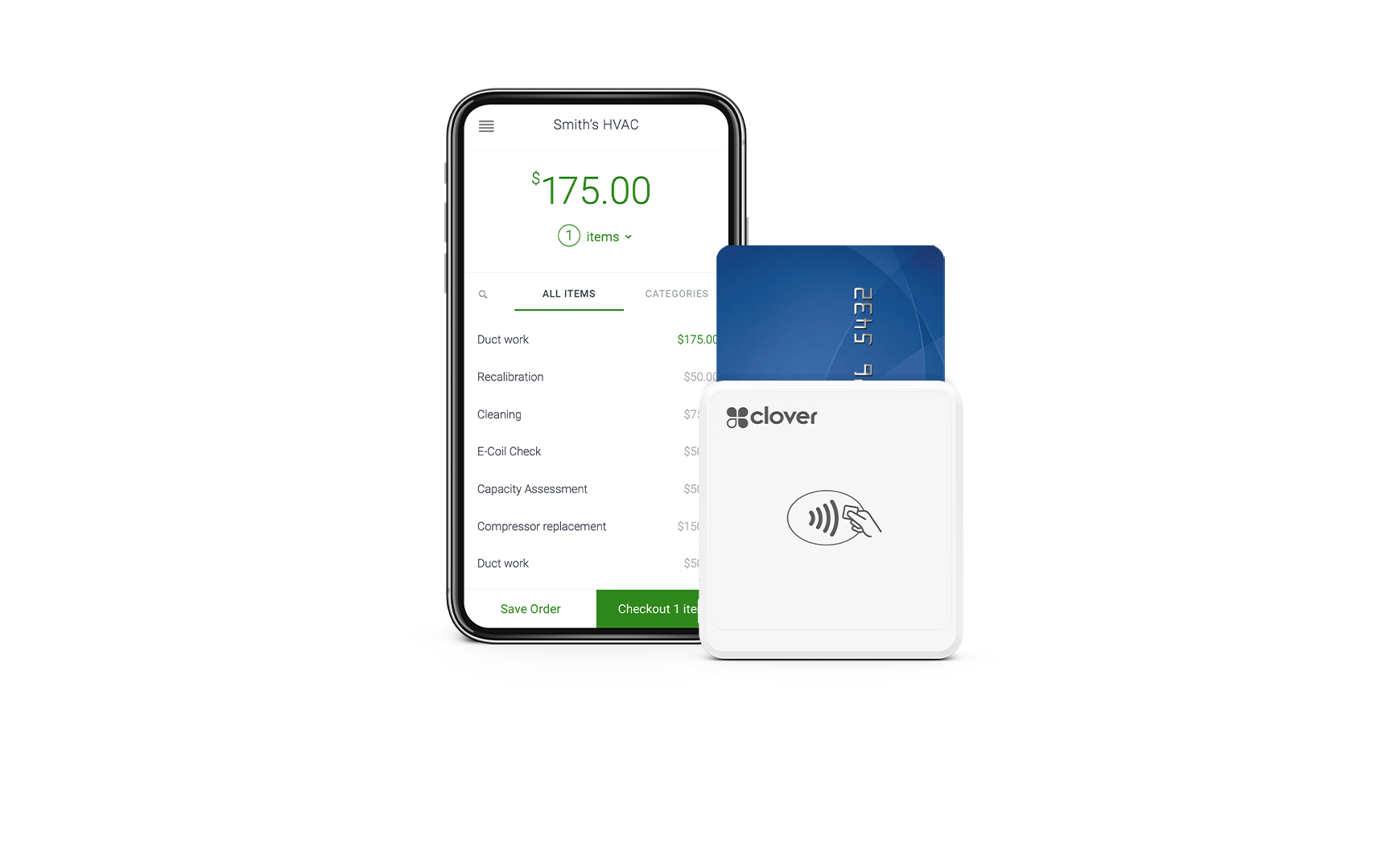 clover go transaction vertical tabs building services