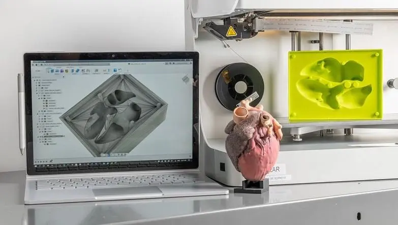 Biomedical 3D-printed heart, by Josh Qua Hiansen, of APIL (The Advanced Perioperative Imaging Lab).