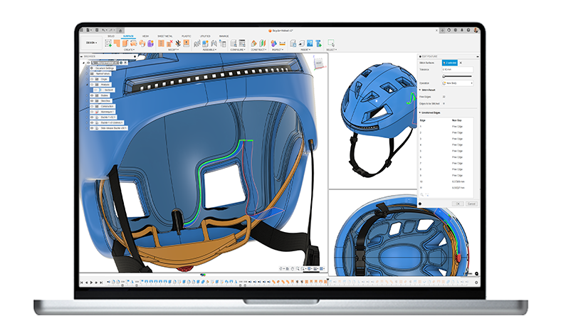 Helmet design in Autodesk Fusion.