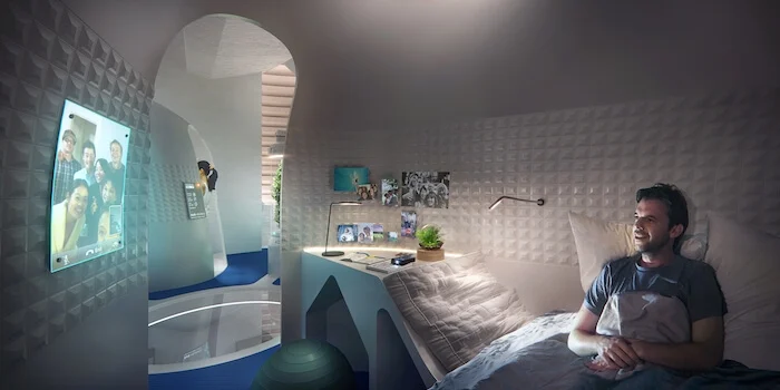 Rendering of private quarters within Mars habitat pod Marsha