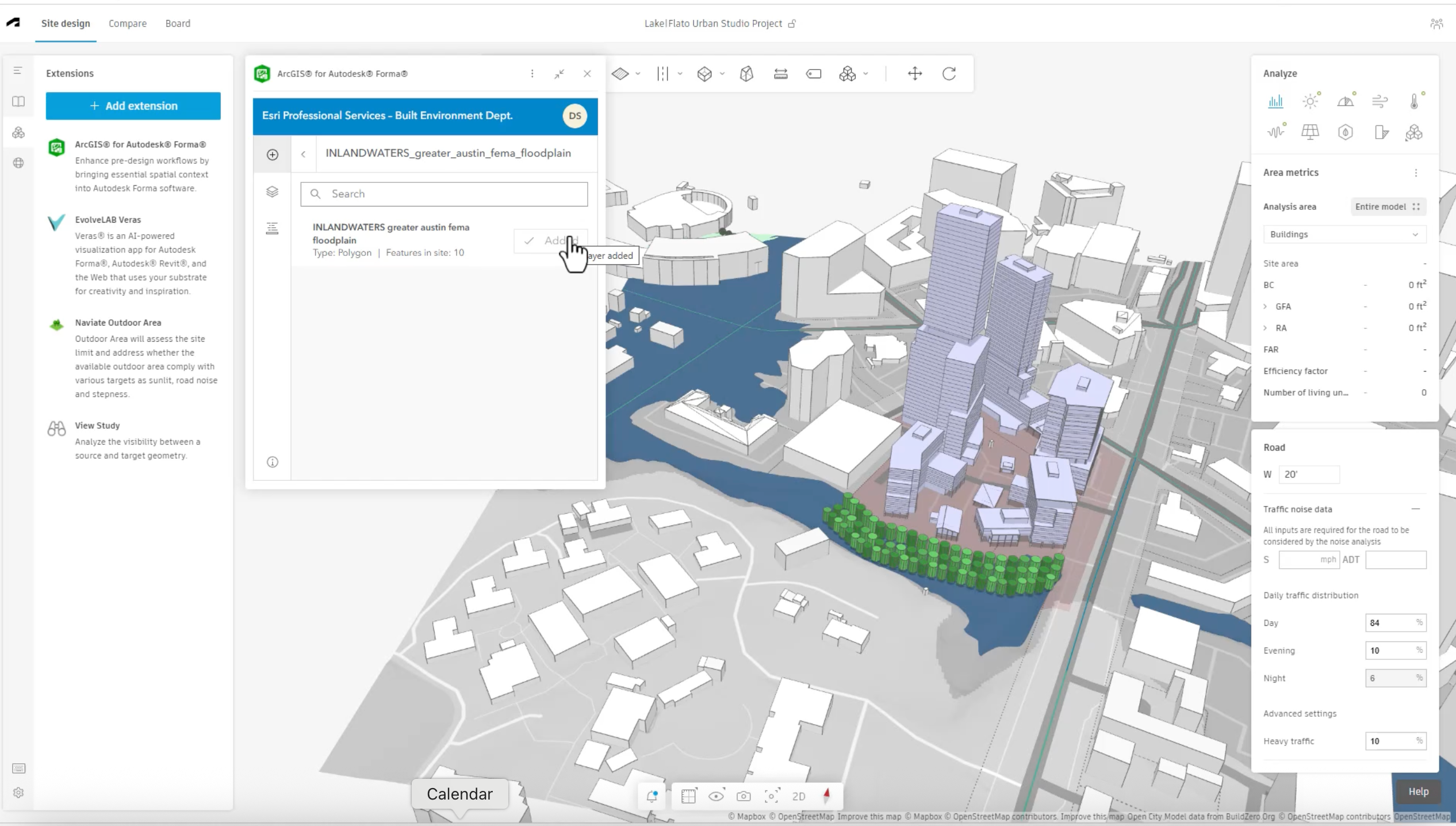 Screenshot of Forma Site Design with ArcGIS
