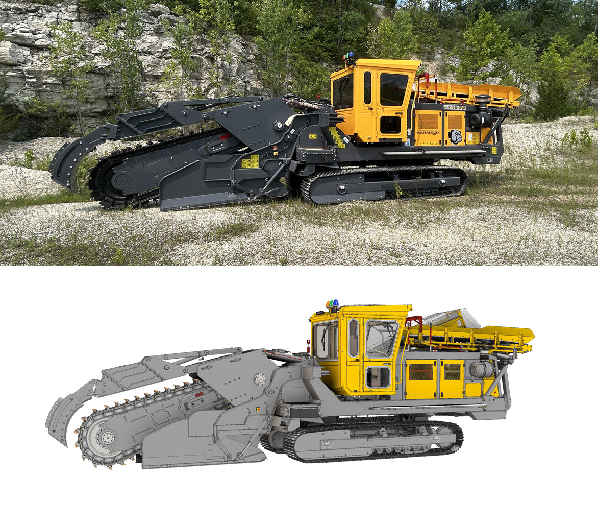 Mastenbroek self propelling trencher. Real life Vs 3D CAD model.