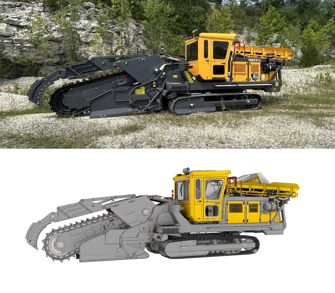 Mastenbroek self propelling trencher. Real life Vs 3D CAD model.
