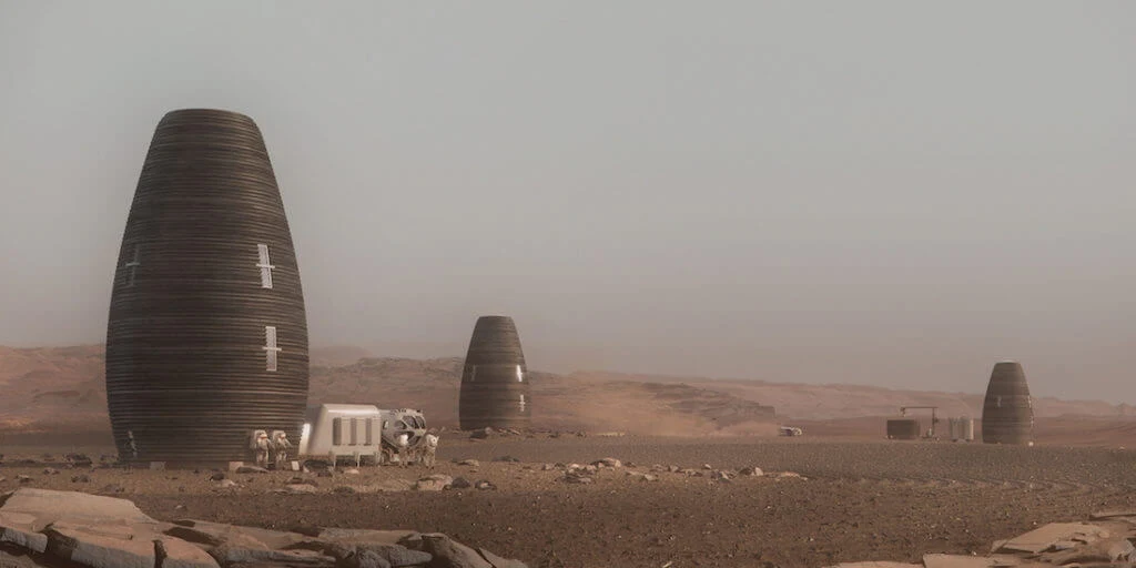 Mars habitat 3D rendering of AI SpaceFactory's Marsha dwellings