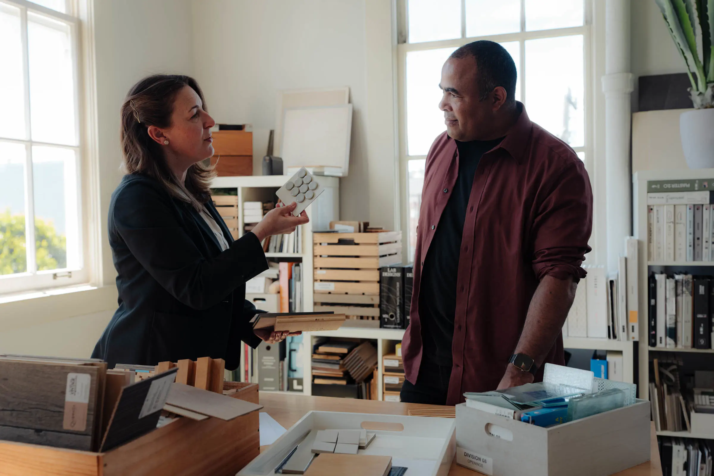 Two people discussing something