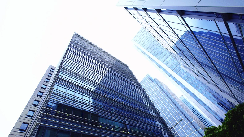 Low angle view of modern high-rise buildings