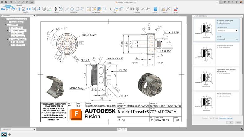 Automated drawings in Autodesk Fusion