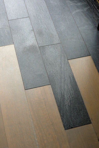 green luxury homes Ashfield Schist and white oak floor