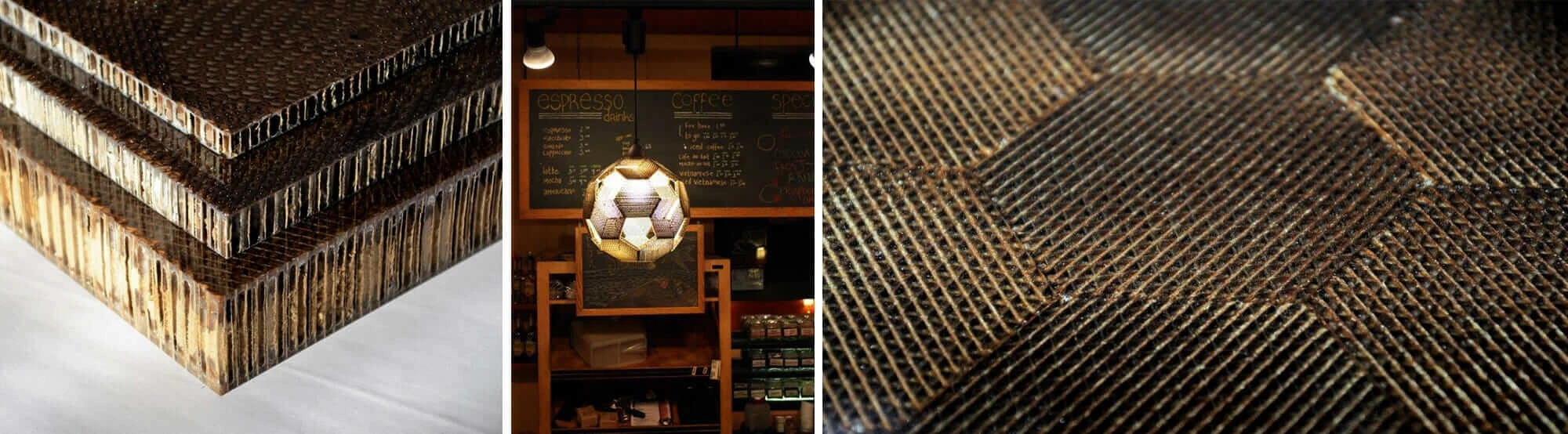 MetaComb decorative and structural panels made of upcycled corrugated cardboard