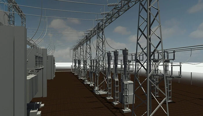 3D model of a transformer site built from reality capture data