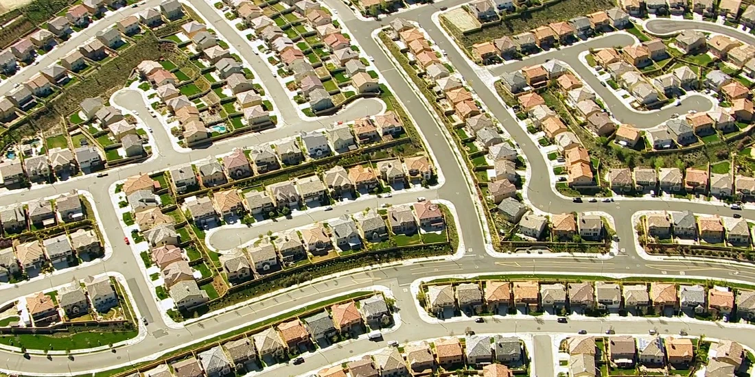 Aerial view of subdivisions