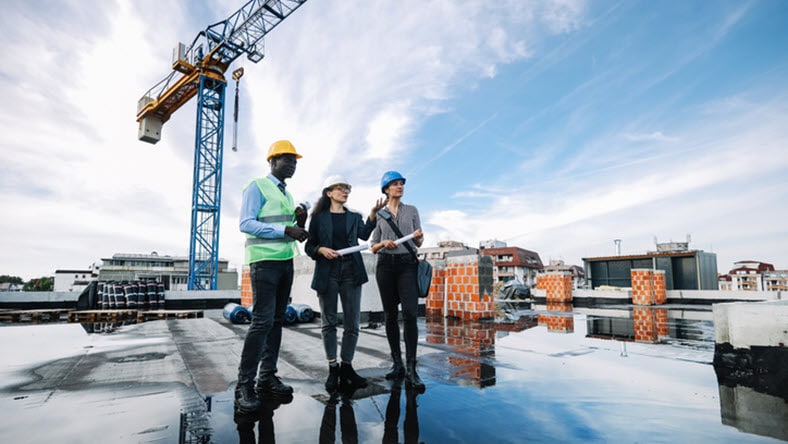 Workers at the construction site