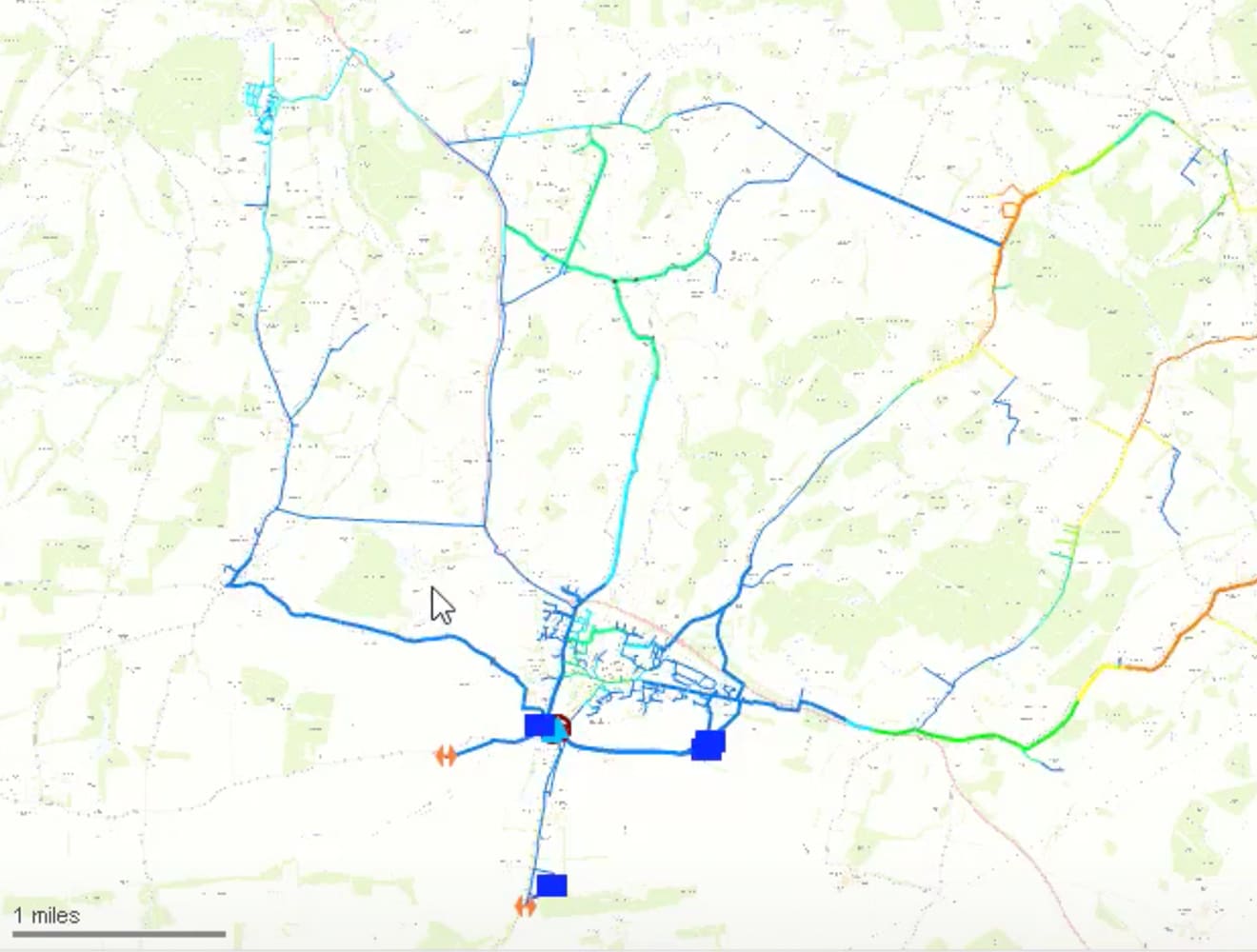 Map view within InfoWorks WS Pro user interface