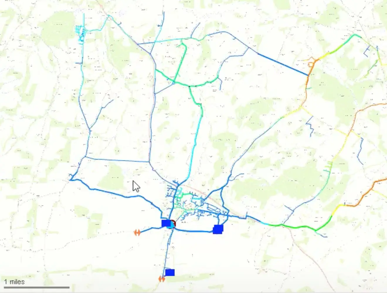 Map view within InfoWorks WS Pro user interface