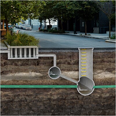 Wastewater collection underground view