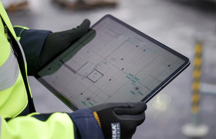 digital construction Skanska’s Digital Content Platform on tablet