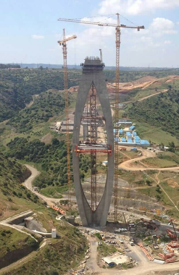 Construction of pylons for Bouregreg River cable-stayed bridge