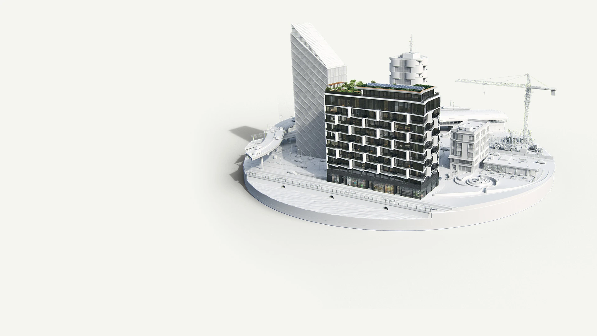Digital rendering of a building with visible design elements.