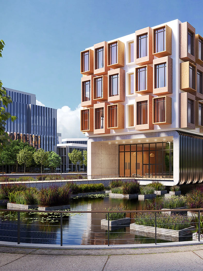 Rendering of a multi-story building