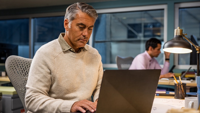 Professional working on a laptop